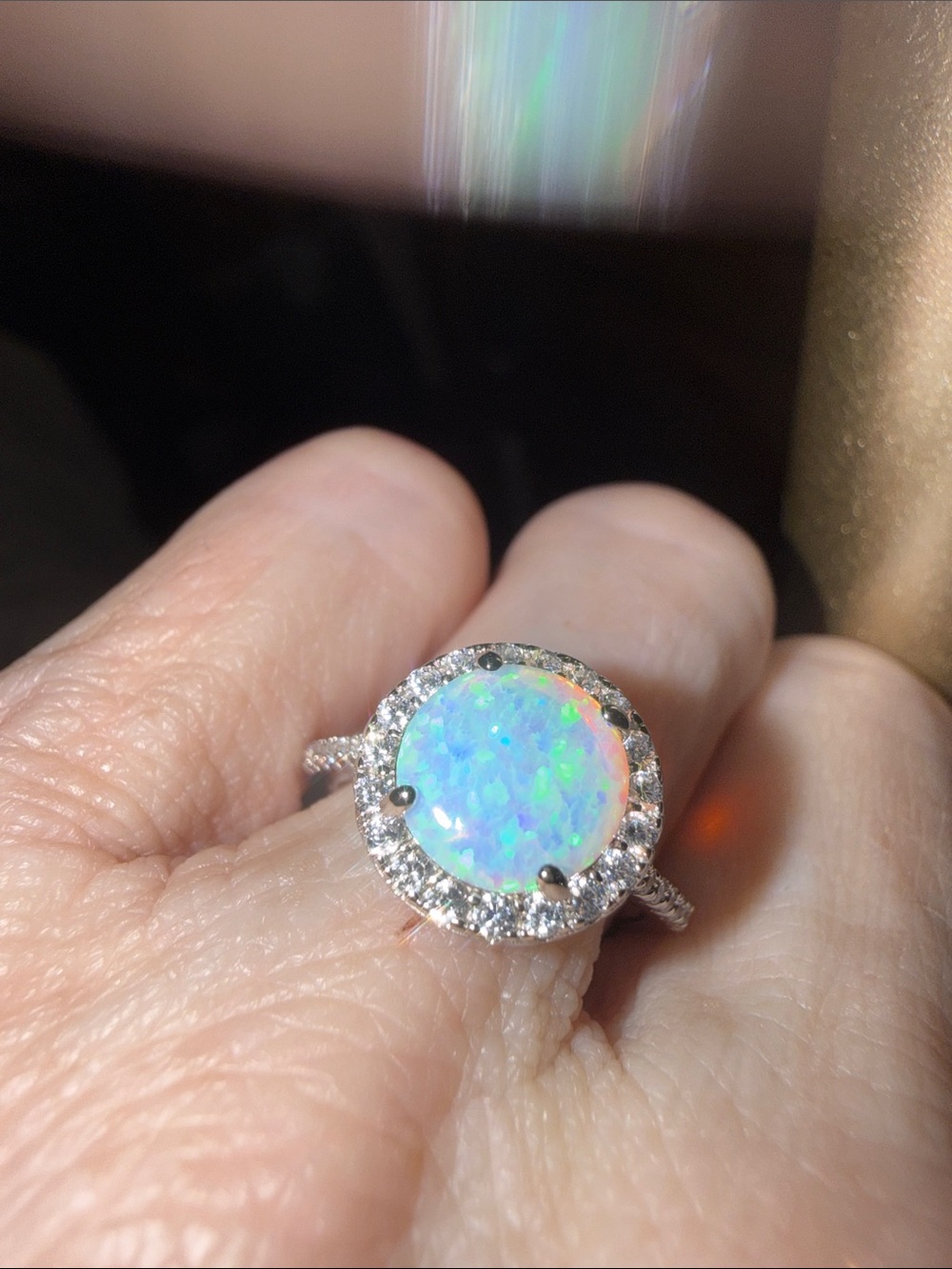 2 CT Opal ring 925 Sterling Silver surround by GRA CERTIFIED MOISSANITE DIAMONDS - Picture 3 of 11